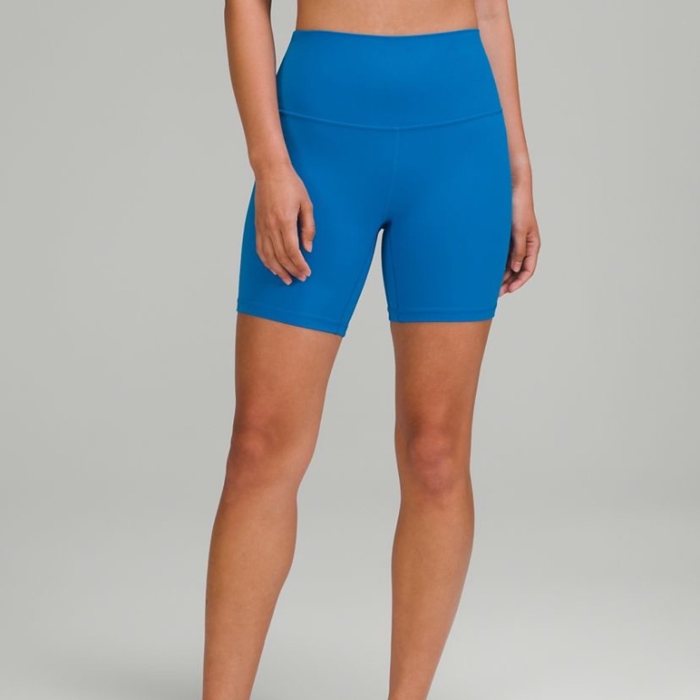 Poolside blue align biker shorts 6 inch